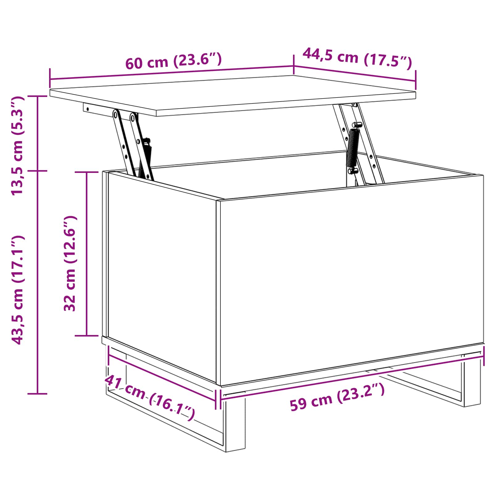Kava Stol Crni hrast 60 x 44,5 x 45 cm