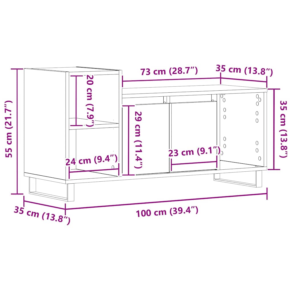 Set TV komoda Crni hrast 100 x 35 x 55 cm Konstruirano drvo