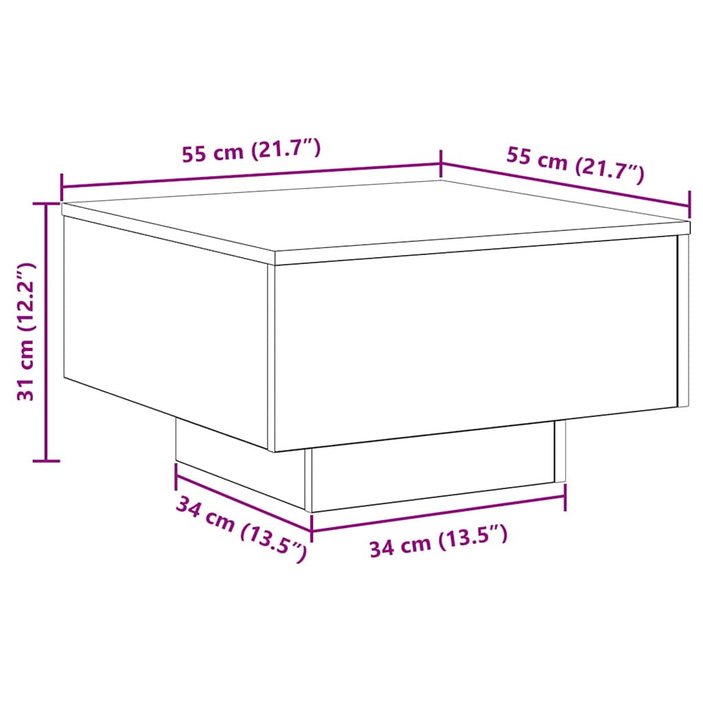 Kava Stol Crni hrast 55 x 55 x 31 cm