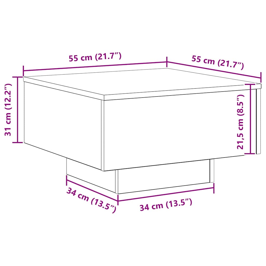 Kava Stol Staro drvo 55 x 55 x 31 cm Konstruirano drvo
