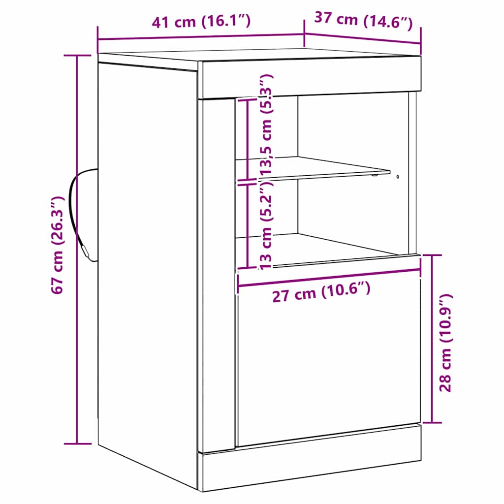 LED komoda 2 pcs Staro drvo 41 x 37 x 67 cm Konstruirano drvo