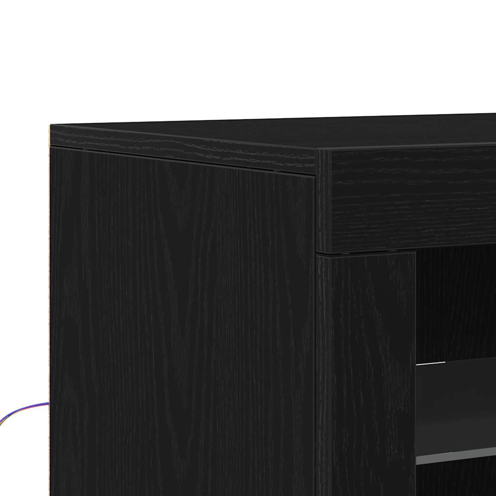 LED komoda 2 pcs Crni hrast 41 x 37 x 67 cm Konstruirano drvo