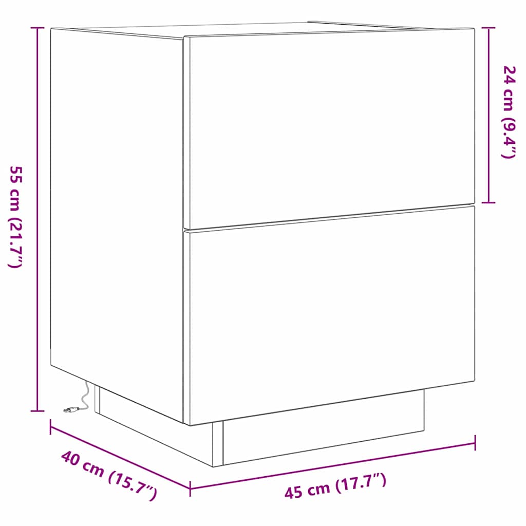 Noćni ormar 2 pcs Crni hrast 45 x 40 x 55 cm Konstruirano drvo