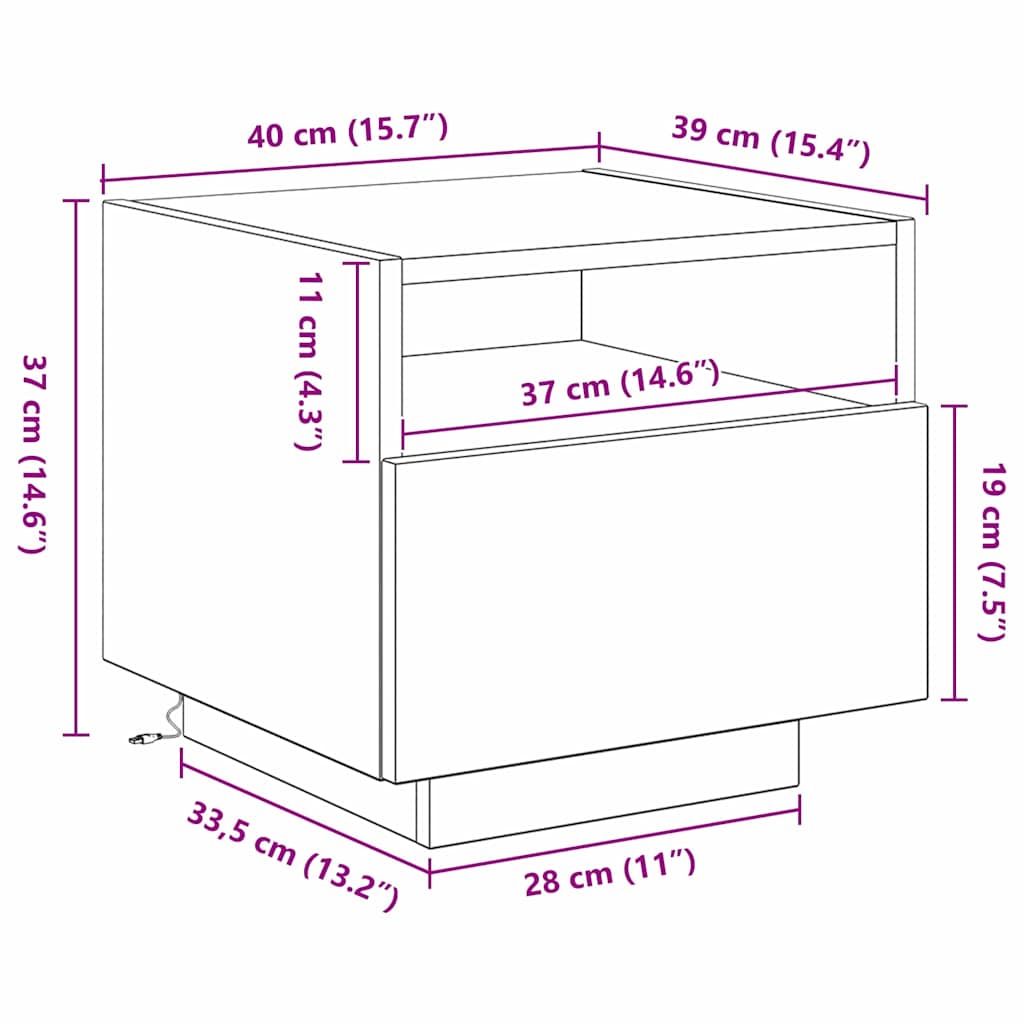 Noćni ormar Staro drvo 40 x 39 x 37 cm Konstruirano drvo