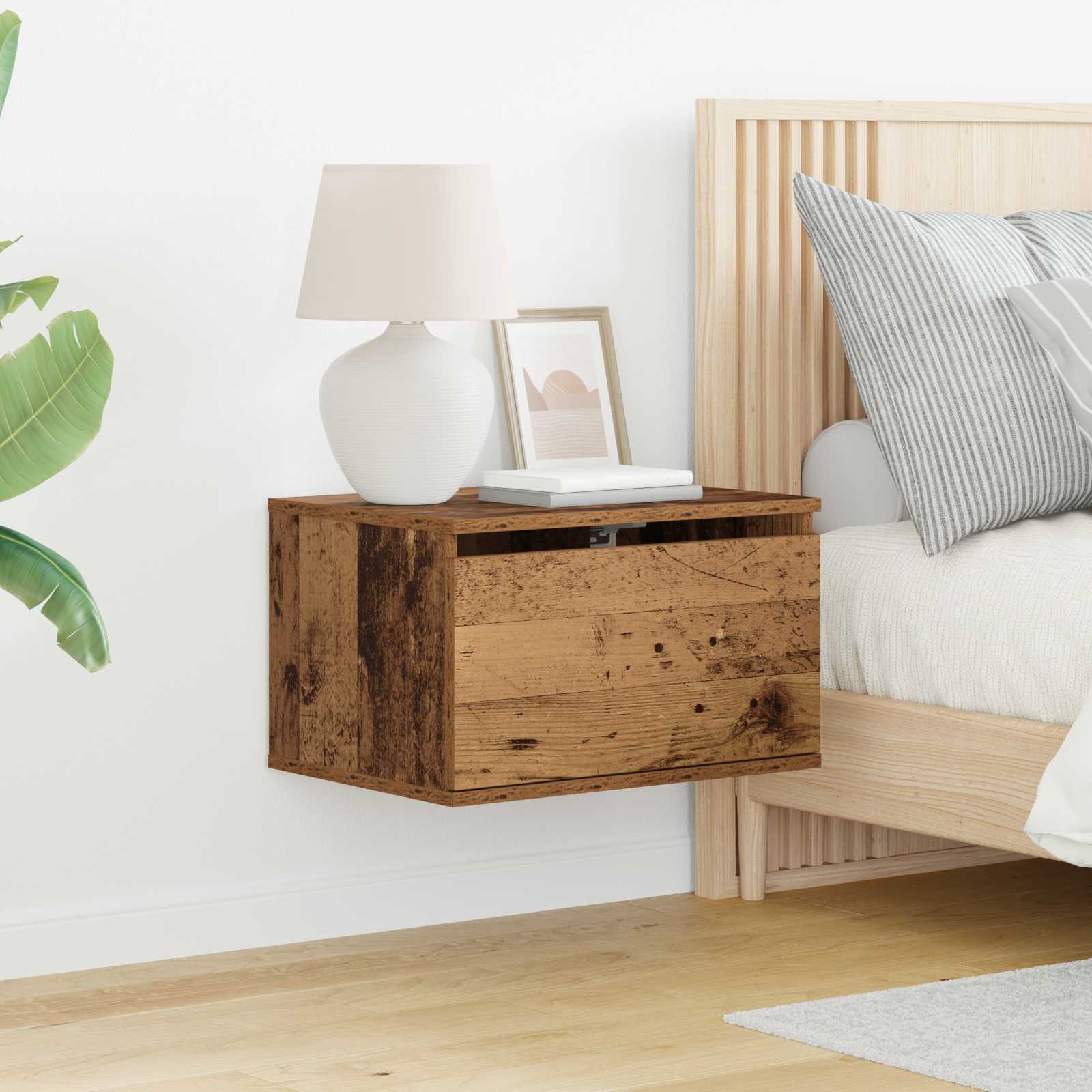 Wall-mounted noćni ormarić 2 pcs Staro drvo Konstruirano drvo