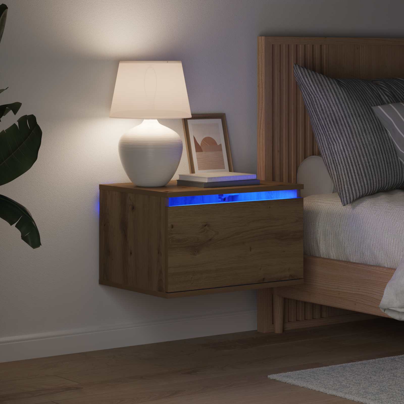 Wall-mounted noćni ormarić s ladicama 2 pcs Umjetnički hrast