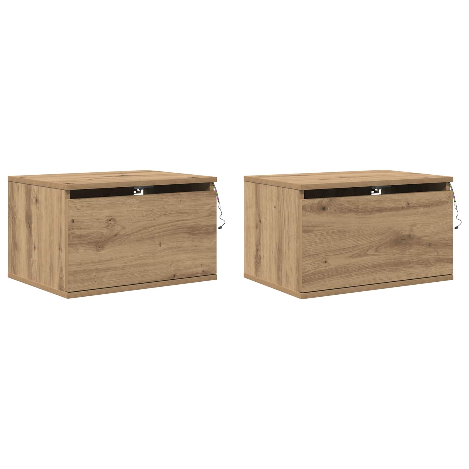Wall-mounted noćni ormarić s ladicama 2 pcs Umjetnički hrast