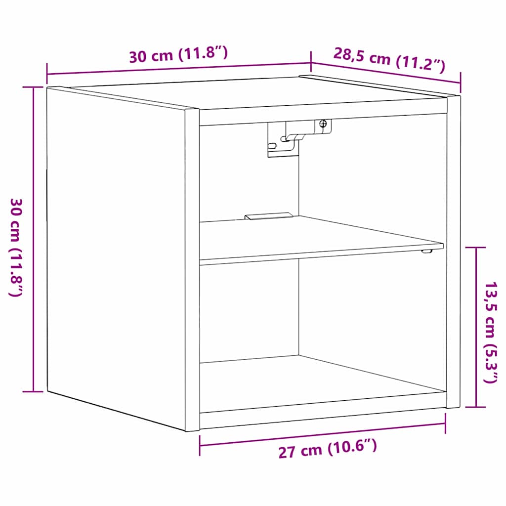 LED zidni noćni ormarić Zidne Crna 30 x 28,5 x 30 cm