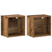 Floating Shelf with LED Light 2 pcs Smeđa 40 x 28,5 x 40 cm