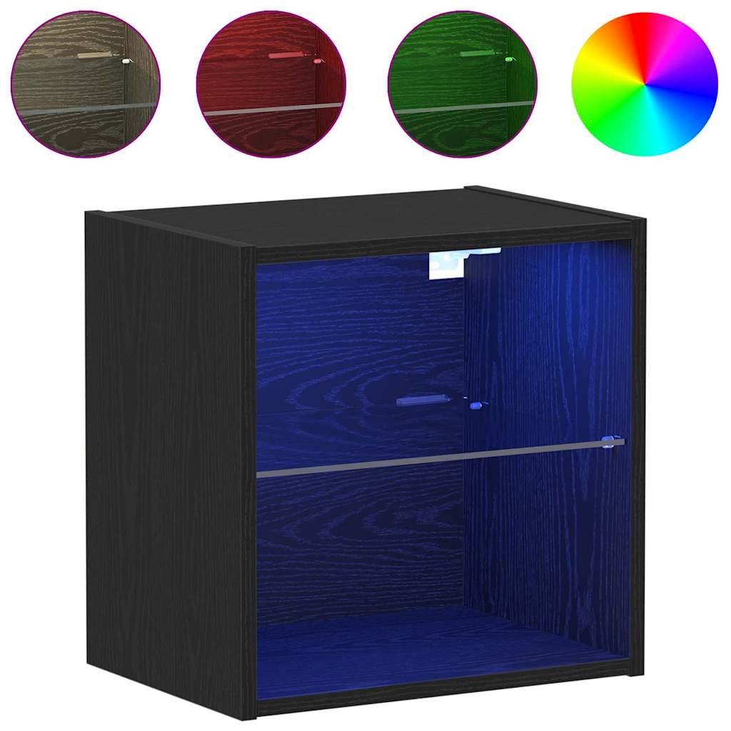 Floating Shelf with LED Light s policom Crna 40 x 28,5 x 40 cm