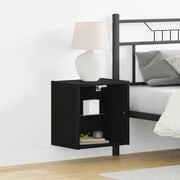 Floating Shelf with LED Light 2 pcs Crna 40 x 28,5 x 40 cm