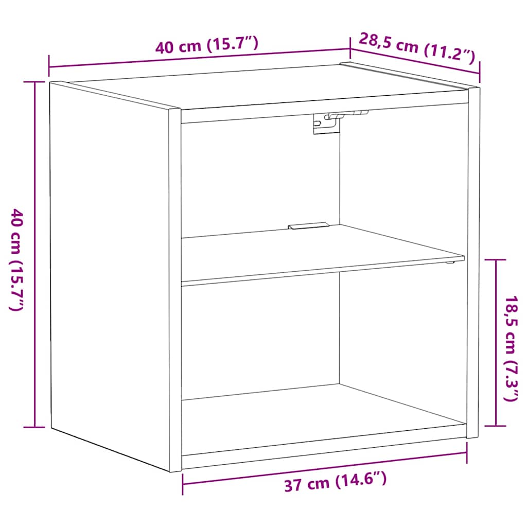Floating Shelf with LED Light 2 pcs Crna 40 x 28,5 x 40 cm