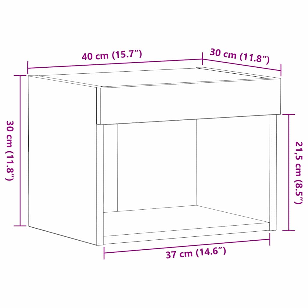 Set TV komoda Zidne 2 pcs Umjetnički hrast 40 x 30 x 30 cm