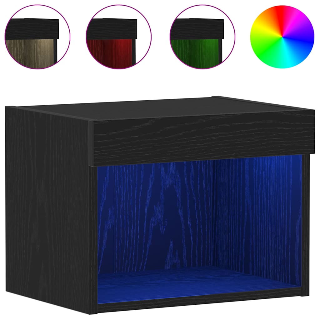 Set TV komoda s LED svjetlima 2 pcs Crni hrast 40 x 30 x 30 cm