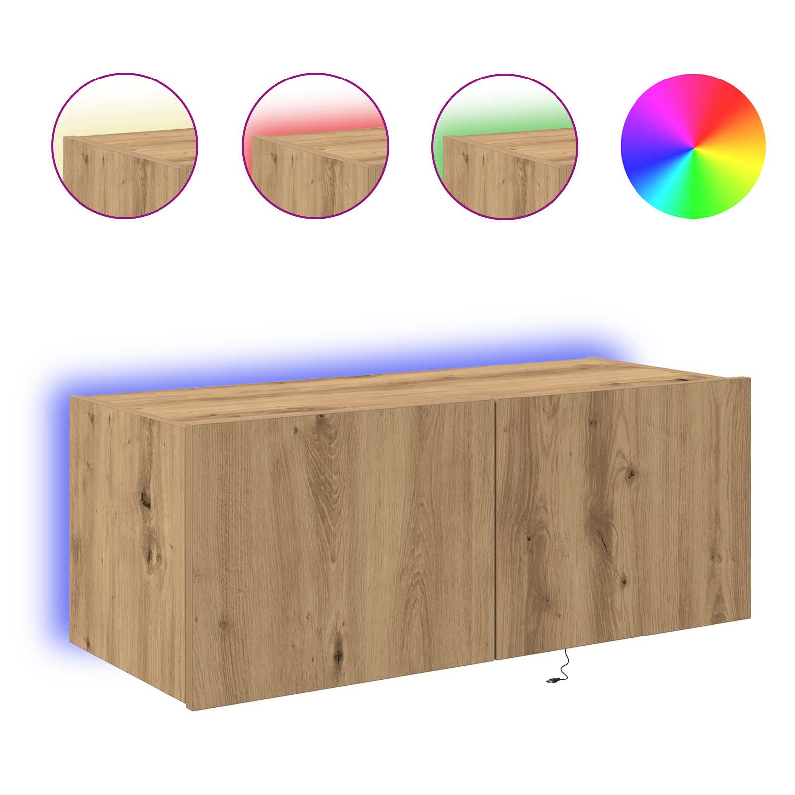 TV zidni ormar s LED svjetlima Umjetnički hrast 80 x 35 x 31 cm