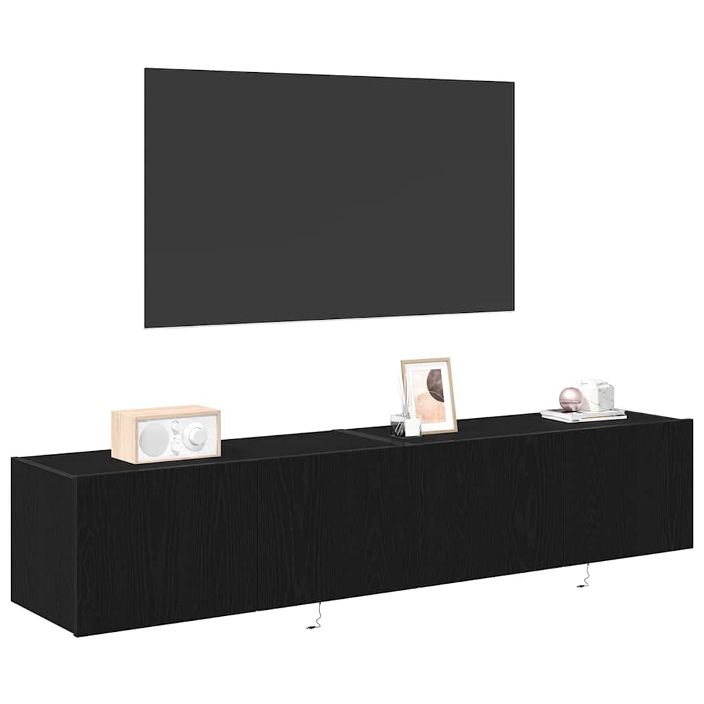 TV zidni ormar s LED svjetlima 2 pcs Crni hrast 80 x 35 x 31 cm