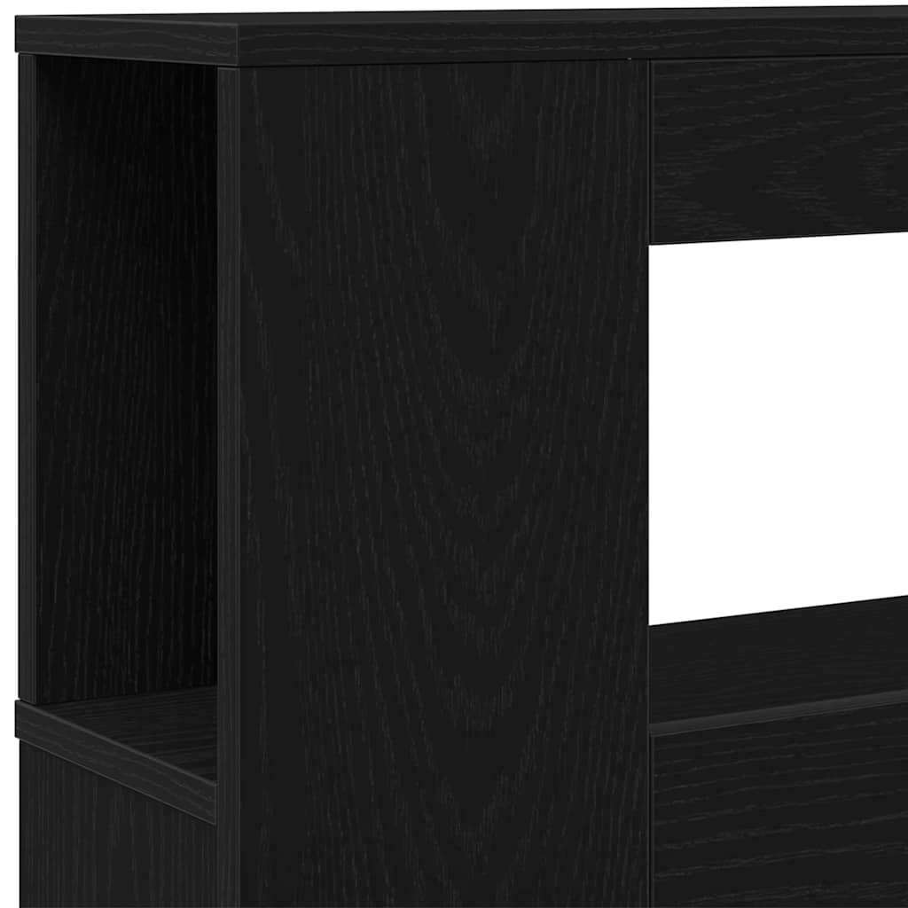 LED glava kreveta s policom Crni hrast 180 x 18,5 x 103,5 cm