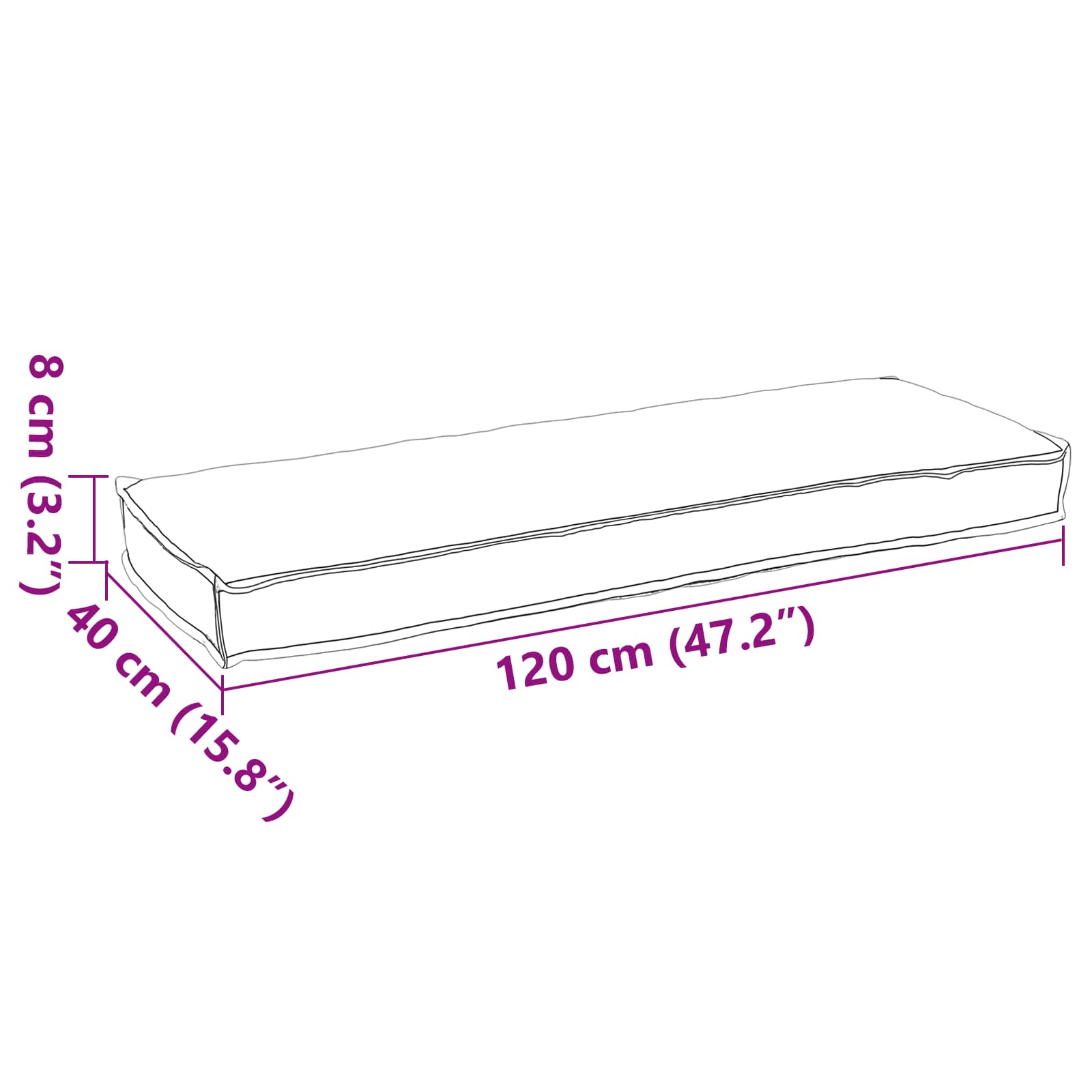 Set jastučića za palete 2 pcs Siva 120 x 40 x 8 cm