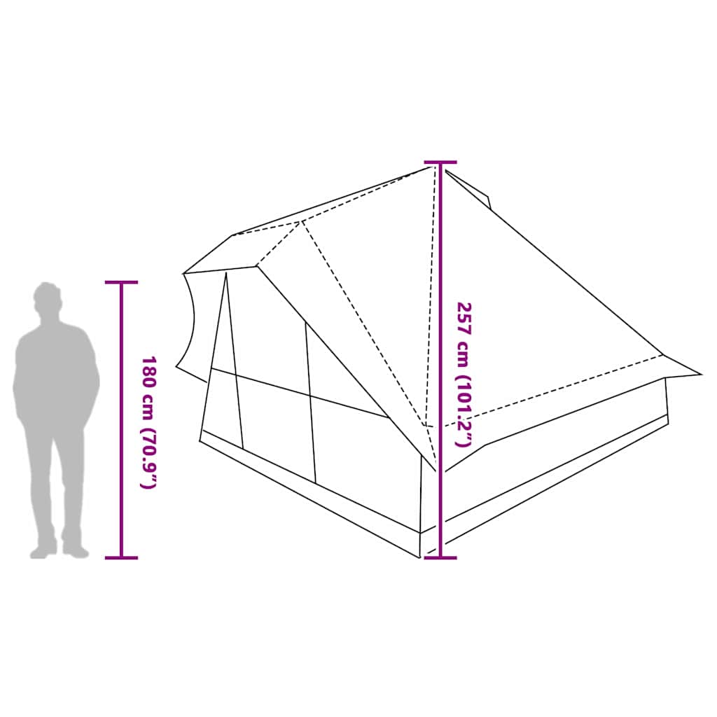 Tipi šator s krovom s pohranom Zelena 364 x 281 x 257 cm taft