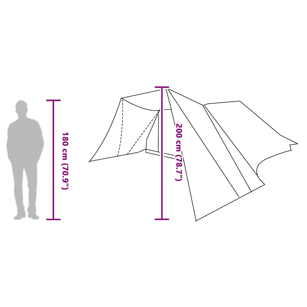 Tipi šator s krovom s pohranom Zelena 660 x 456 x 200 cm taft