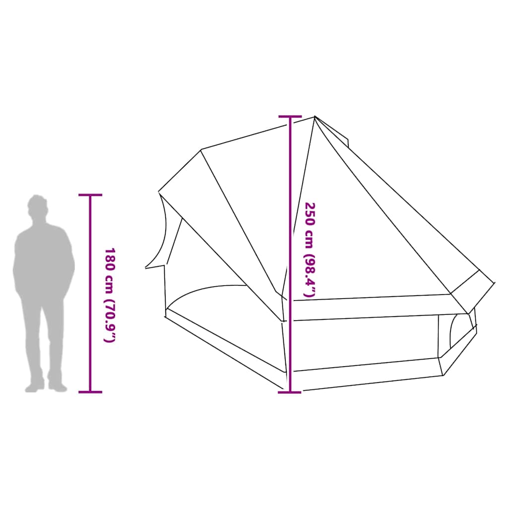 Tipi šator s krovom s pohranom Zelena 400 x 346 x 250 cm taft