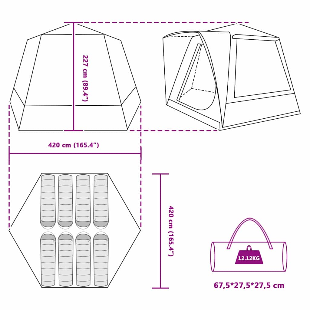 Kamping šator Kabina Plava 420 x 420 x 227 cm Poliester