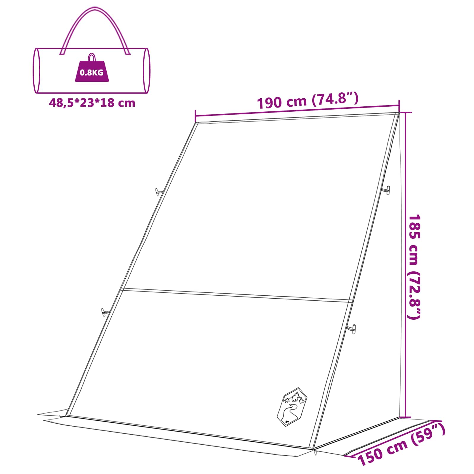 Šator za stražnja vrata automobila Zelena 190 x 150 x 185 cm