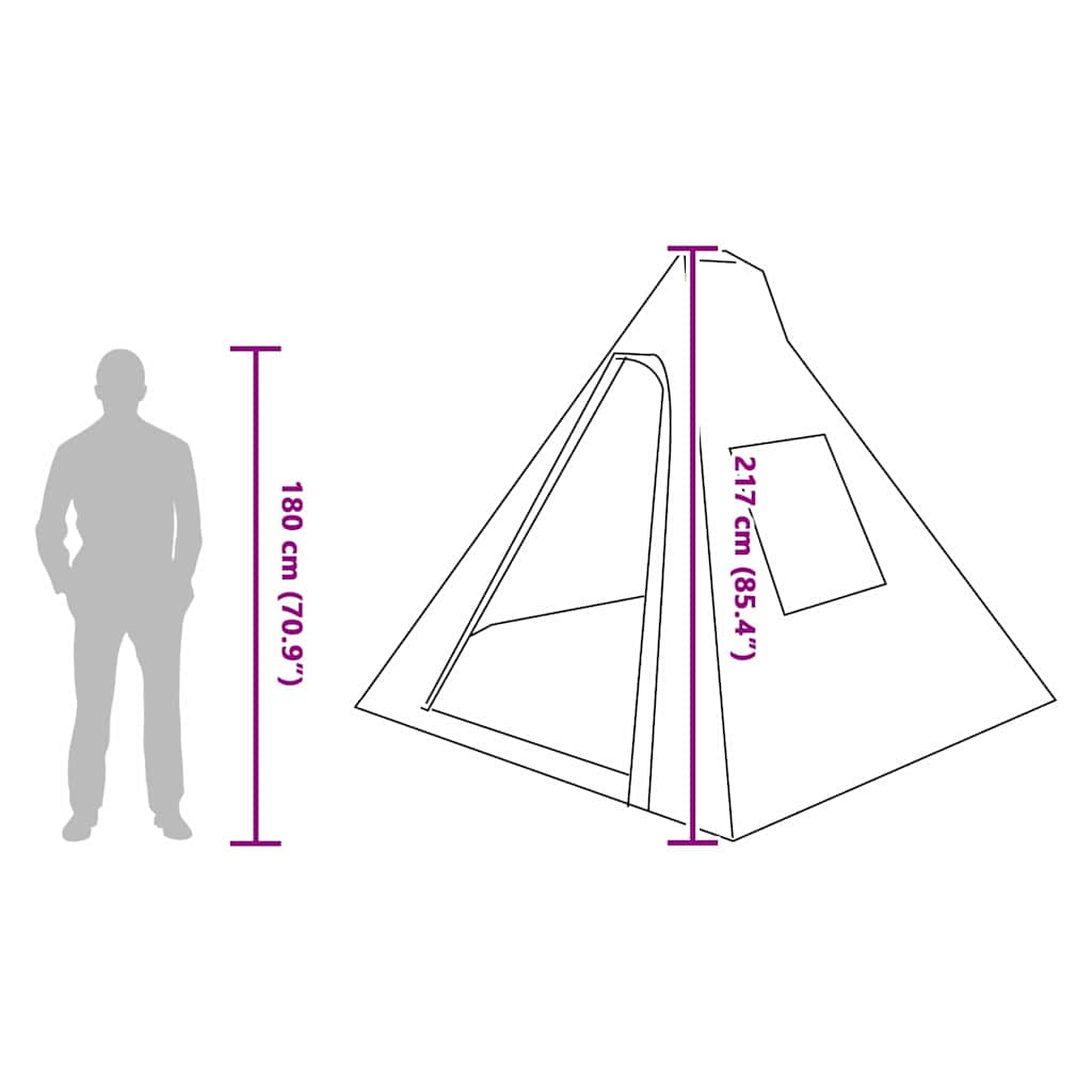 Tipi šator s krovom Siva i narančasta 383 x 338 x 217 cm taft