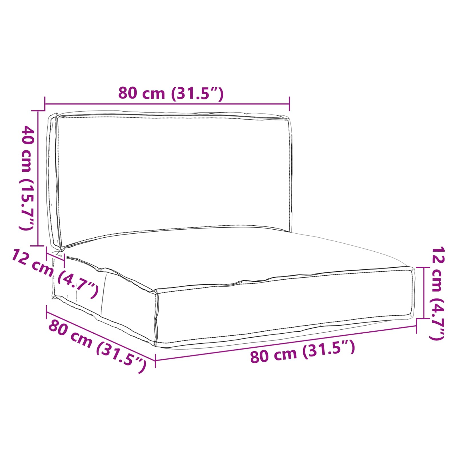 Set jastučića za palete 2 pcs Siva Oxford tkanina