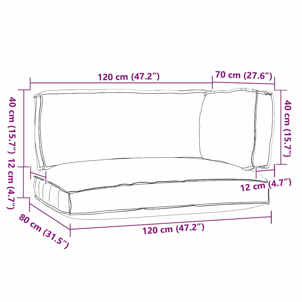 Set jastučića za palete 3 pcs Bež Oxford tkanina