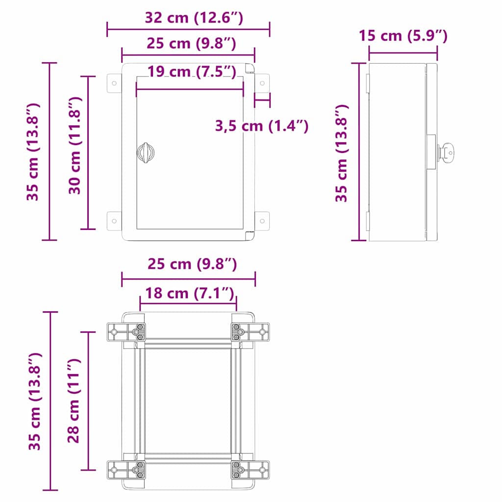 Upravljački ormar Siva 32 x 15 x 35 cm ABS plastika
