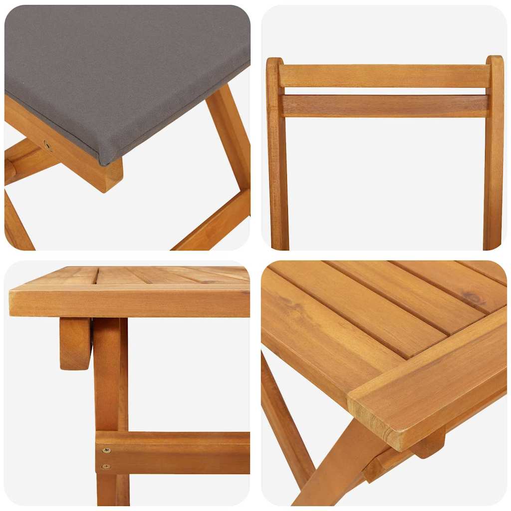 Bistro set s jastukom 5 pcs Prirodna nafta Čvrsto drvo akacije