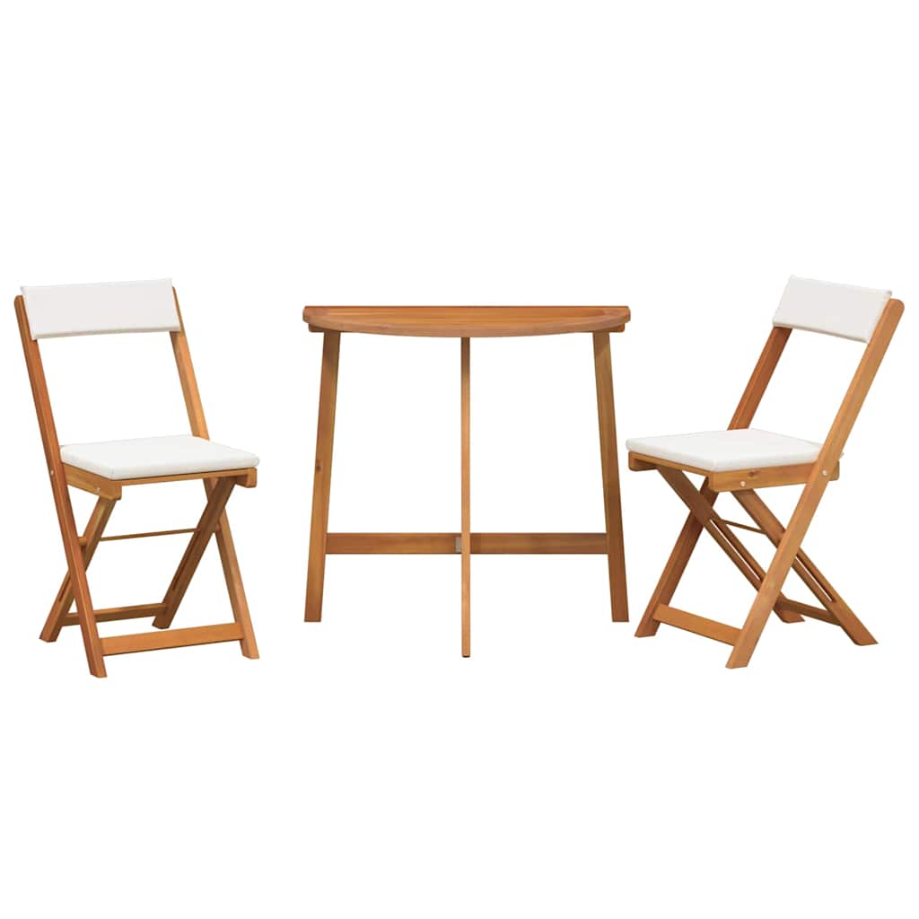 Bistro set s jastukom 3 pcs Prirodna nafta Čvrsto drvo akacije