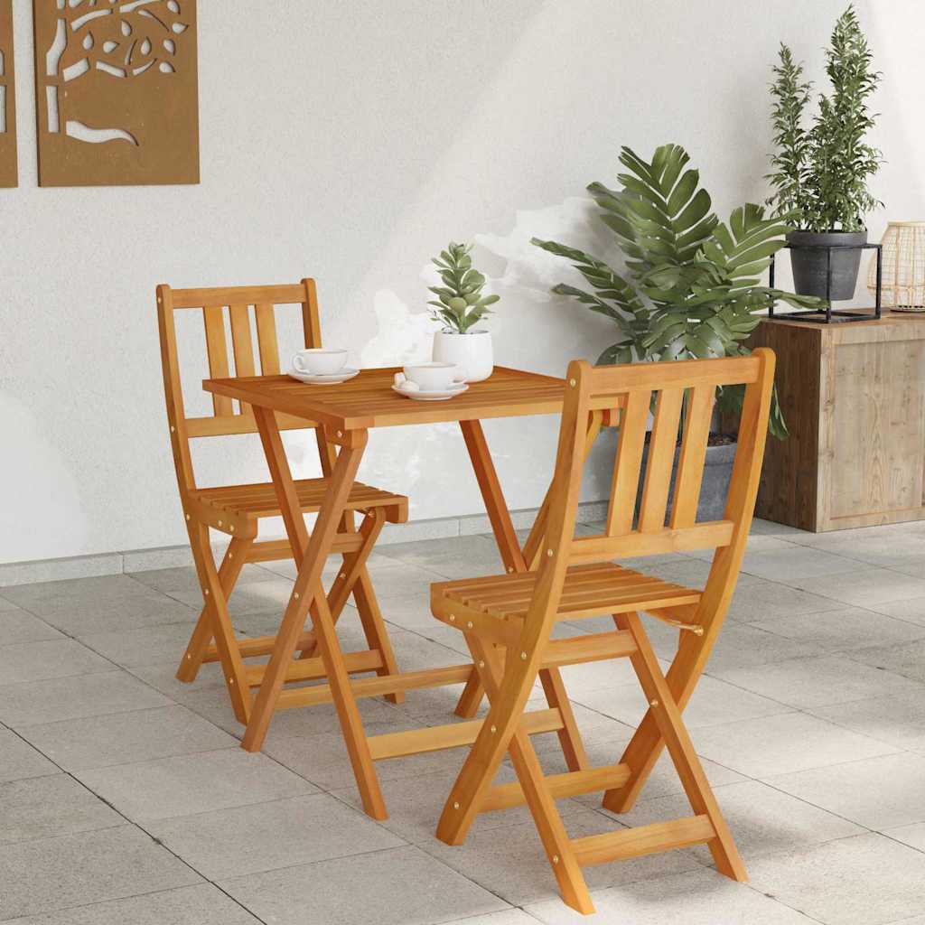 Bistro set 3 pcs Prirodna nafta Čvrsto drvo akacije
