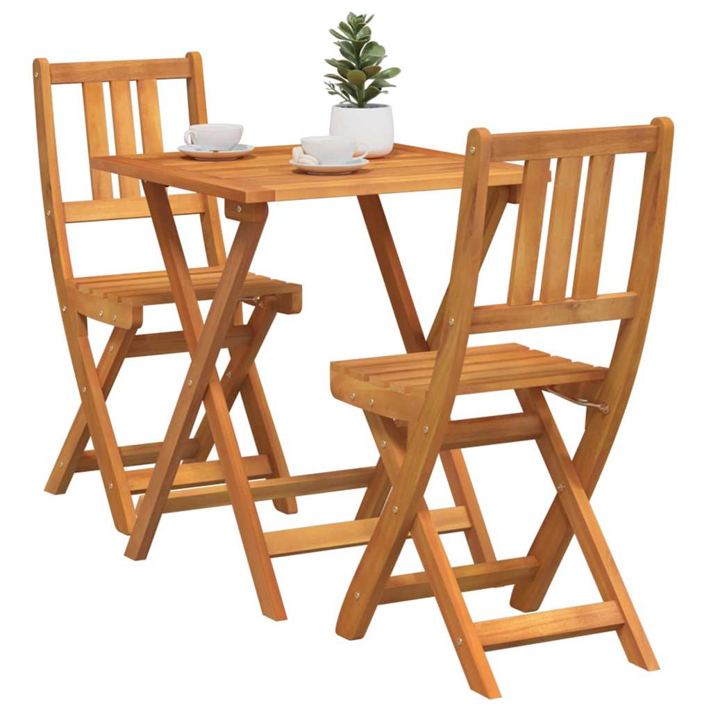 Bistro set 3 pcs Prirodna nafta Čvrsto drvo akacije