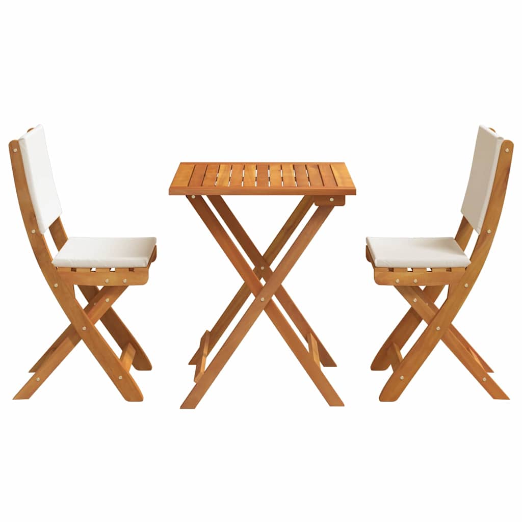 Bistro set s jastukom 3 pcs Prirodna nafta Čvrsto drvo akacije