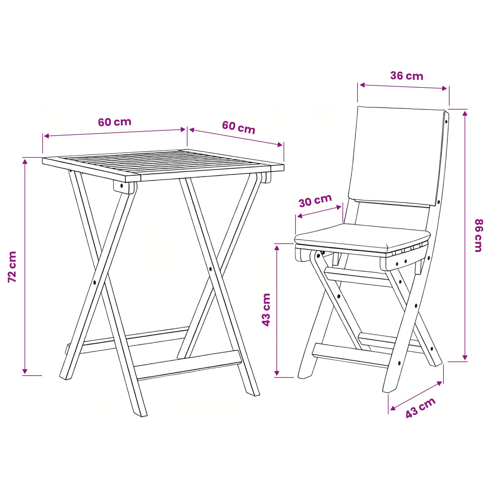 Bistro set s jastukom 3 pcs Prirodna nafta Čvrsto drvo akacije