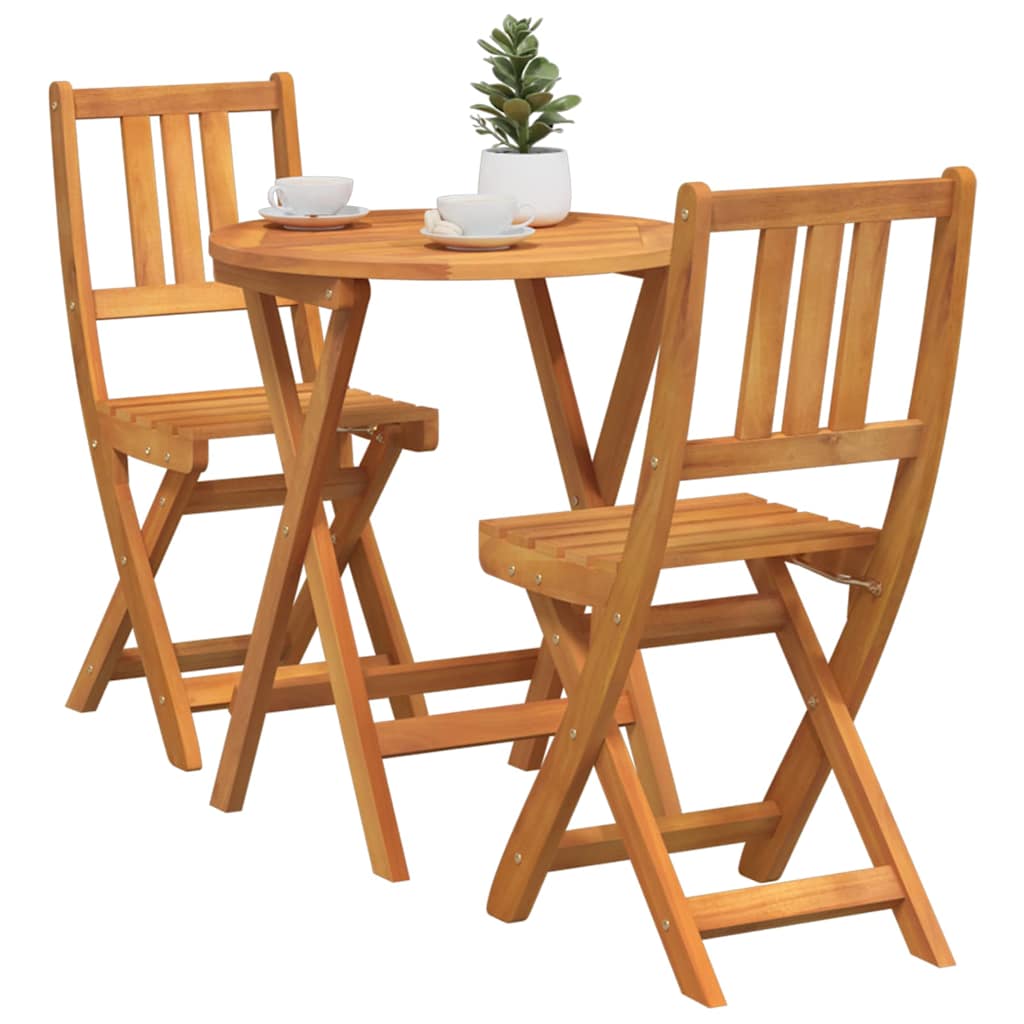 Bistro set 3 pcs Prirodna nafta Čvrsto drvo akacije