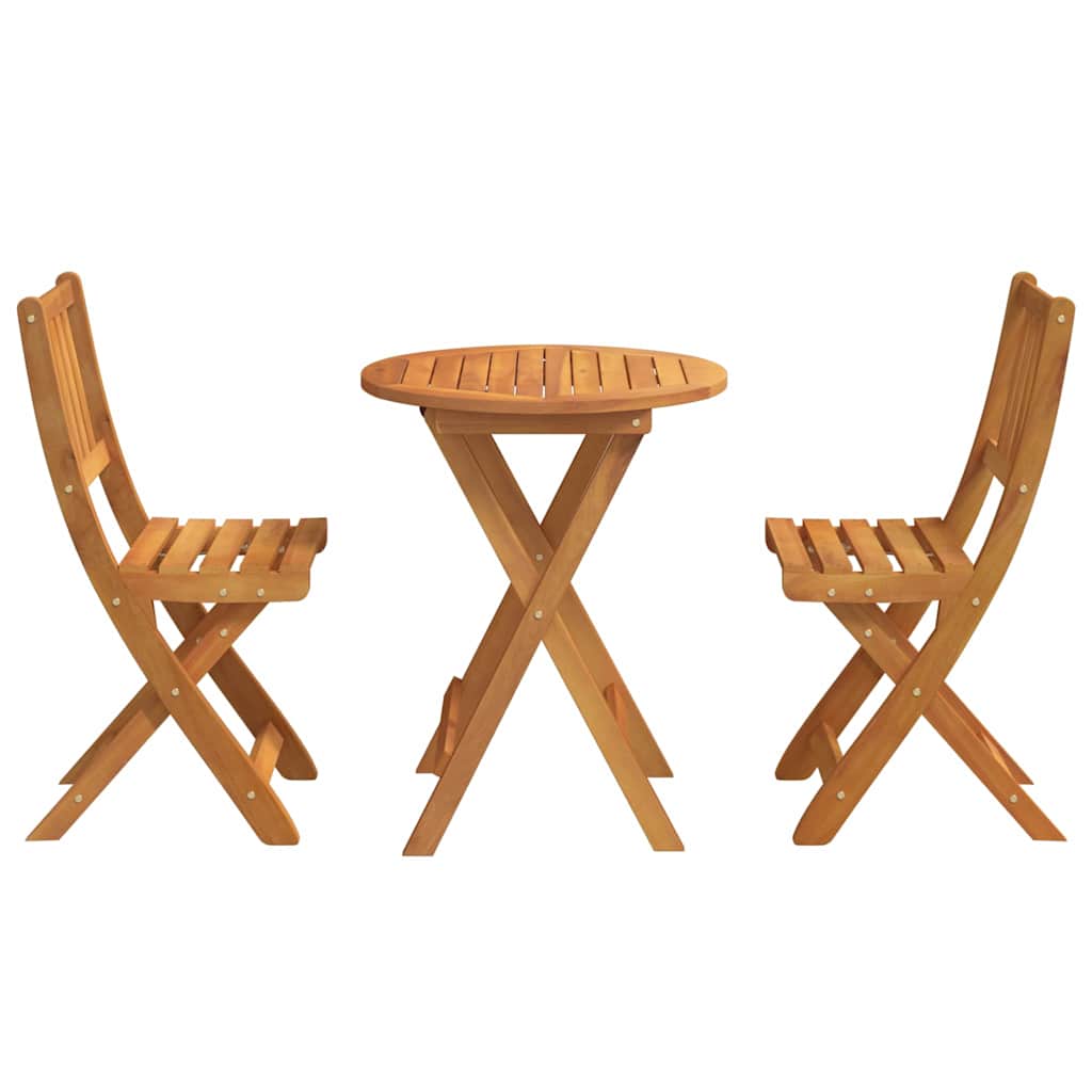 Bistro set 3 pcs Prirodna nafta Čvrsto drvo akacije
