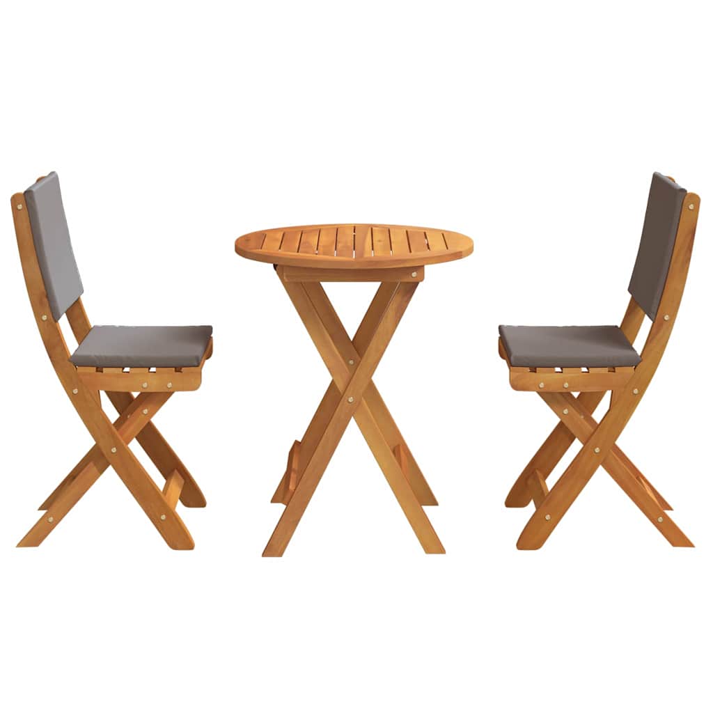 Bistro set s jastukom 3 pcs Prirodna nafta Čvrsto drvo akacije