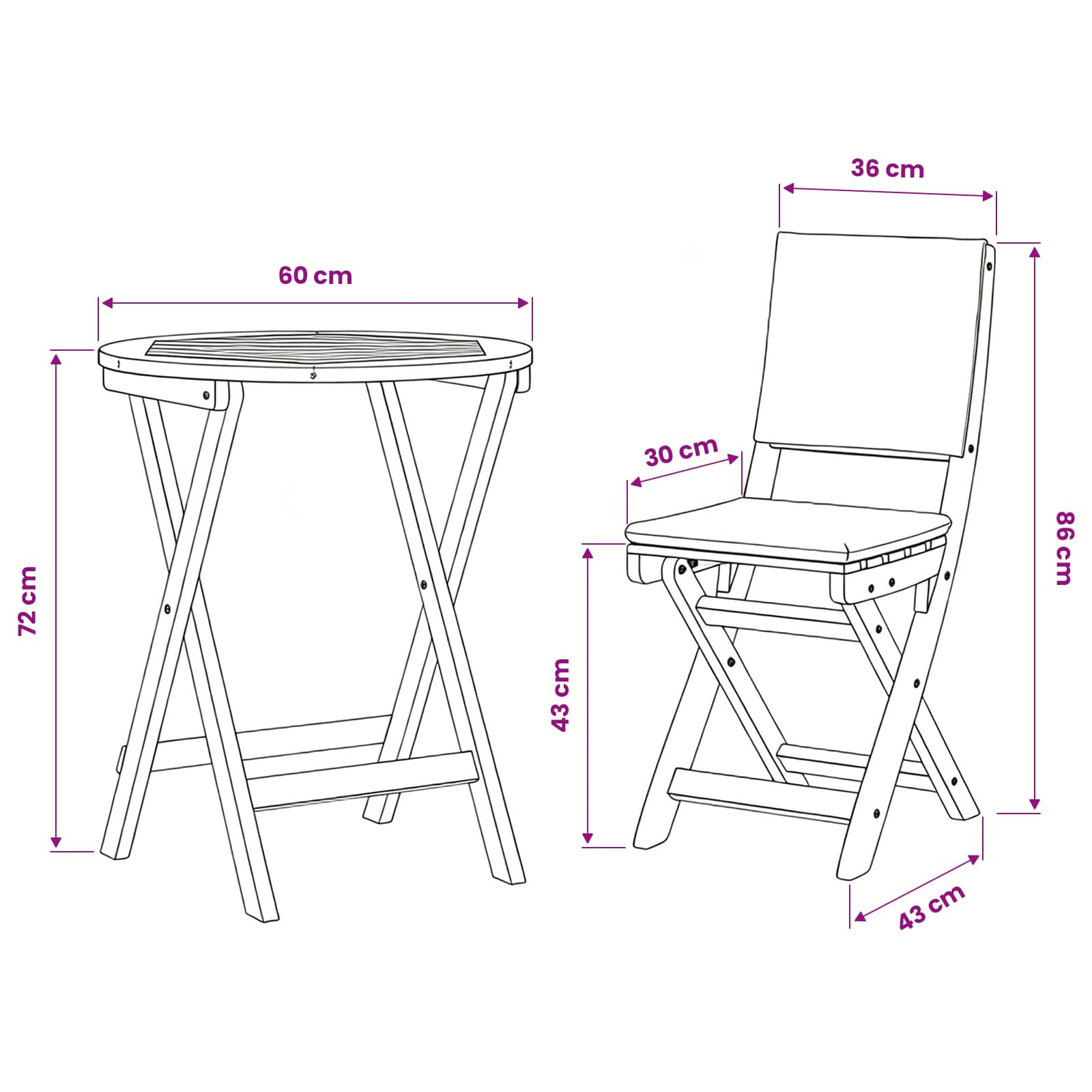 Bistro set s jastukom 3 pcs Prirodna nafta Čvrsto drvo akacije