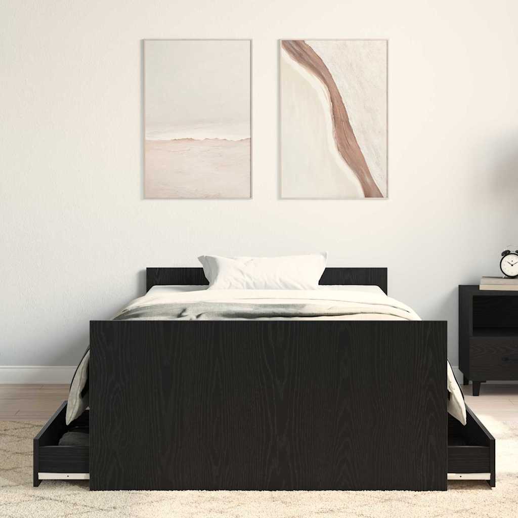 Krevetna konstrukcija s ladicama Crni hrast 203 x 103 x 50 cm