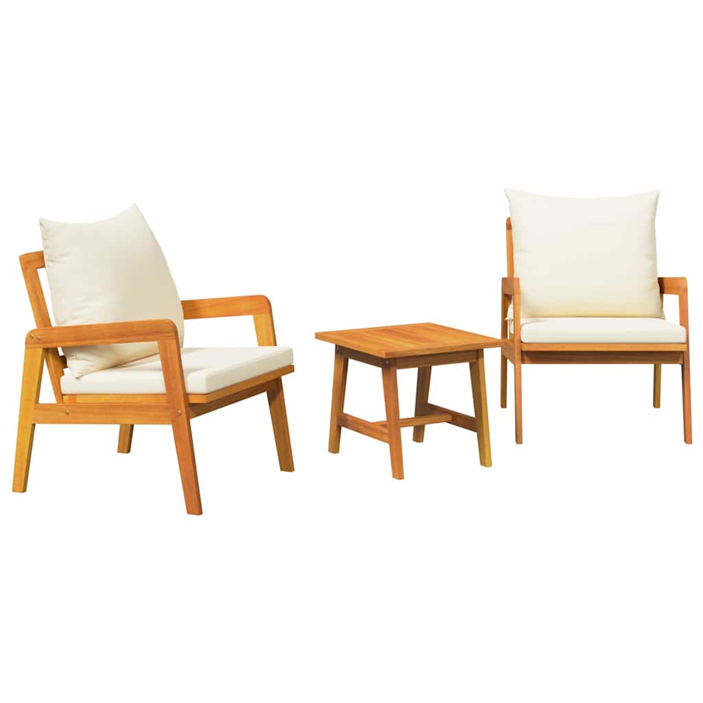 Bistro set s jastukom 3 pcs Smeđa Čvrsto drvo akacije