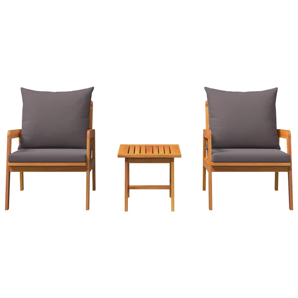 Bistro set s jastukom 3 pcs Smeđa Čvrsto drvo akacije