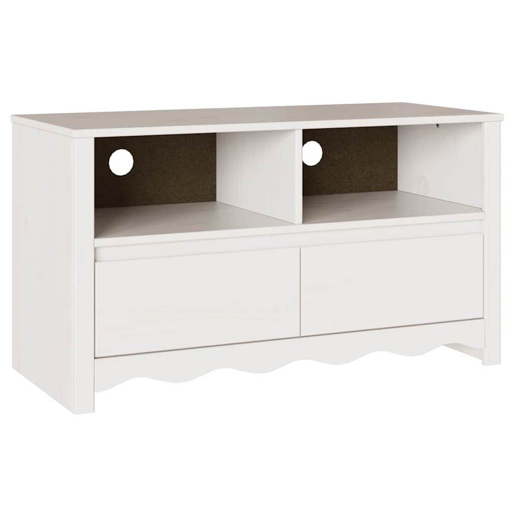 TV ormar Drammen Bijelo 99 x 43 x 55 cm Čvrsto borovo drvo
