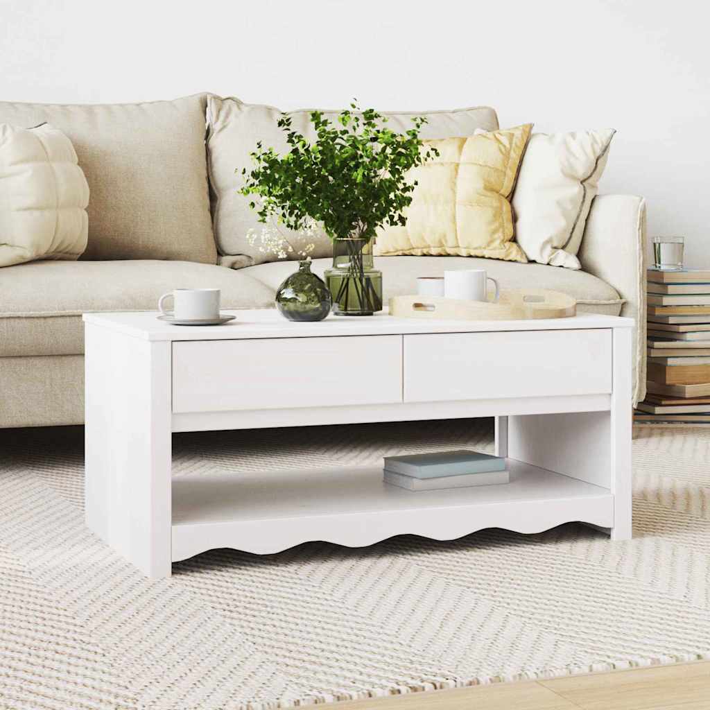 Kava Stol Drammen Bijelo 99 x 55 x 45 cm Čvrsto borovo drvo