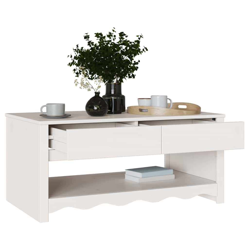 Kava Stol Drammen Bijelo 99 x 55 x 45 cm Čvrsto borovo drvo