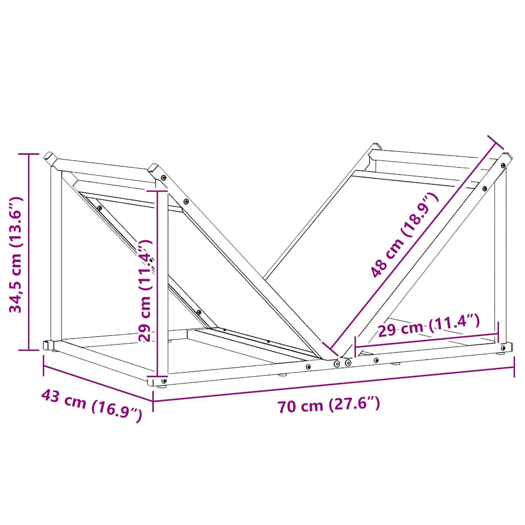 Stalak za drva antracit 70x43x34,5 cm hladno valjani čelik