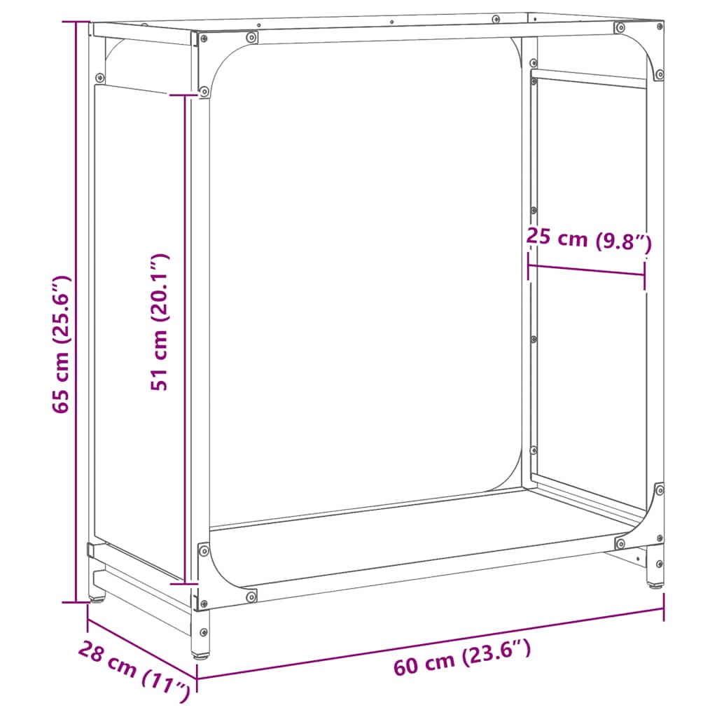 Stalak za drva bijela 60x28x65 cm hladno valjani čelik