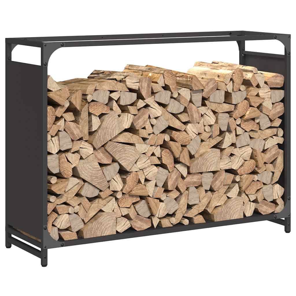 Stalak za drva crni 90x28x65 cm hladno valjani čelik